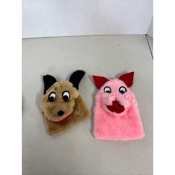 Sheram Puppets Inc. Other - Vintage Sheram Puppets Inc Dog and Pig Plush Hand Puppets Faux Fur Made‎ in USA
